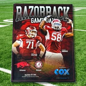 2010 Arkansas Alabama Football Program Ryan Mallett Bobby Petrino Crimson Tide